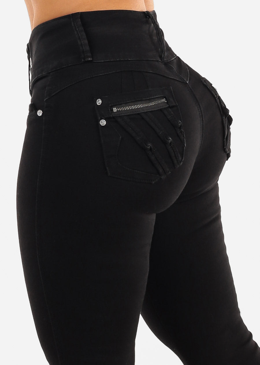 Butt Lift High Waist Black Skinny Jeans