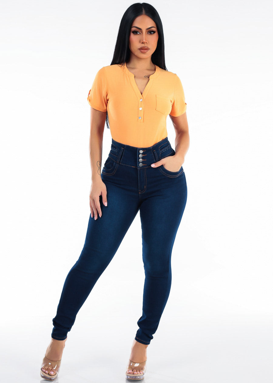MX JEANS Levantacola Super High Waist Stretch Skinny Jeans Dark Blue