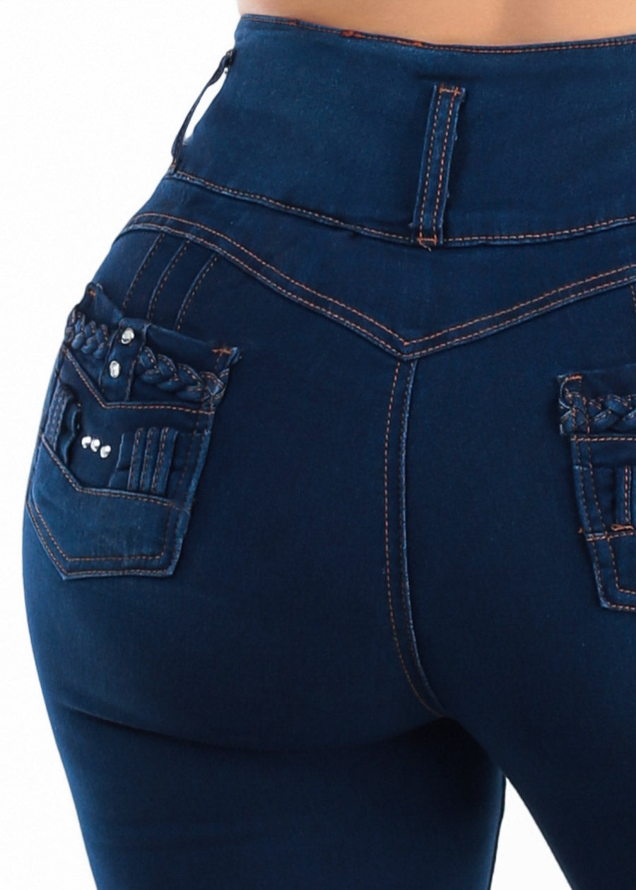 MX JEANS Levantacola Super High Waist Stretch Skinny Jeans Dark Blue