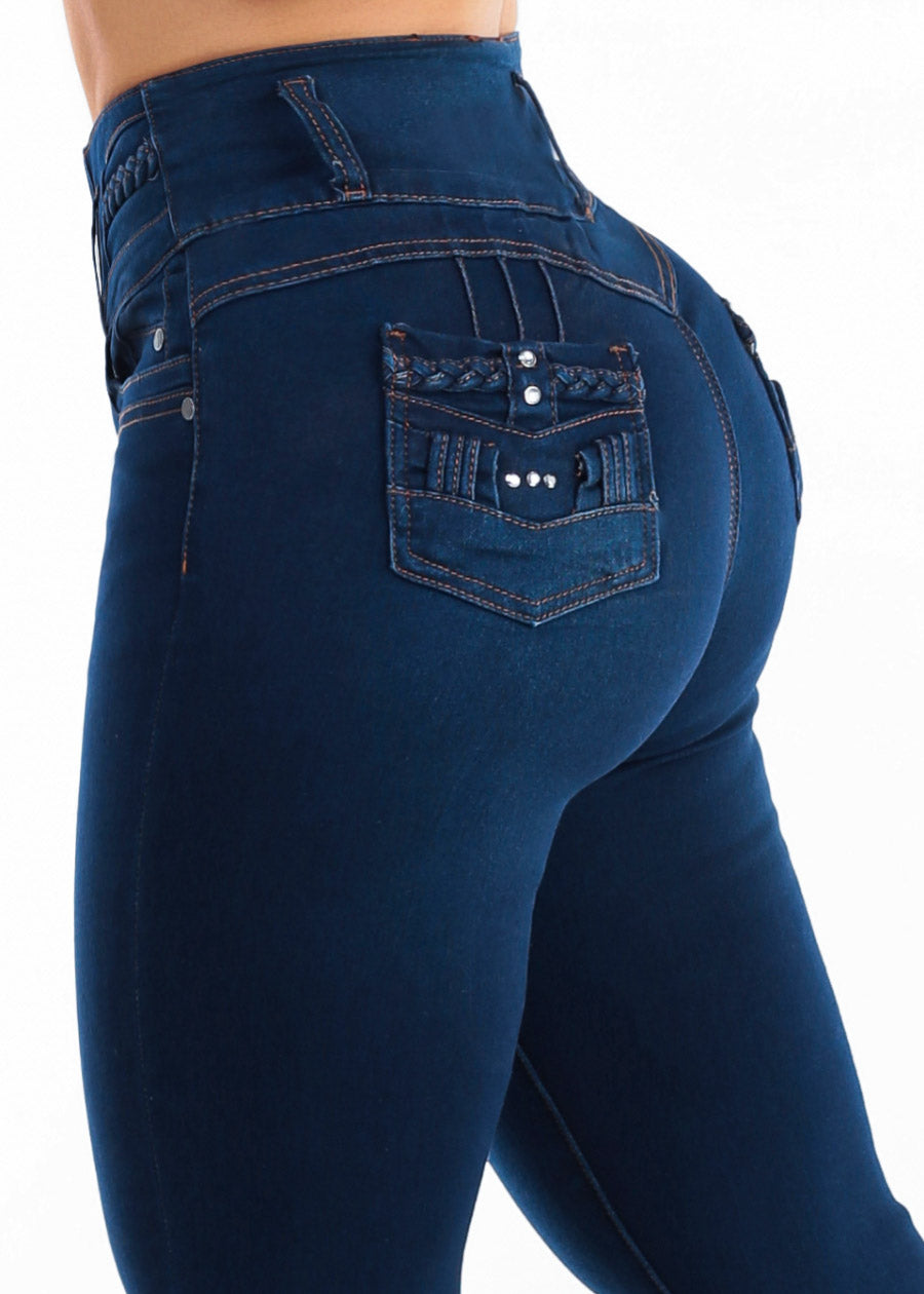 MX JEANS Levantacola Super High Waist Stretch Skinny Jeans Dark Blue