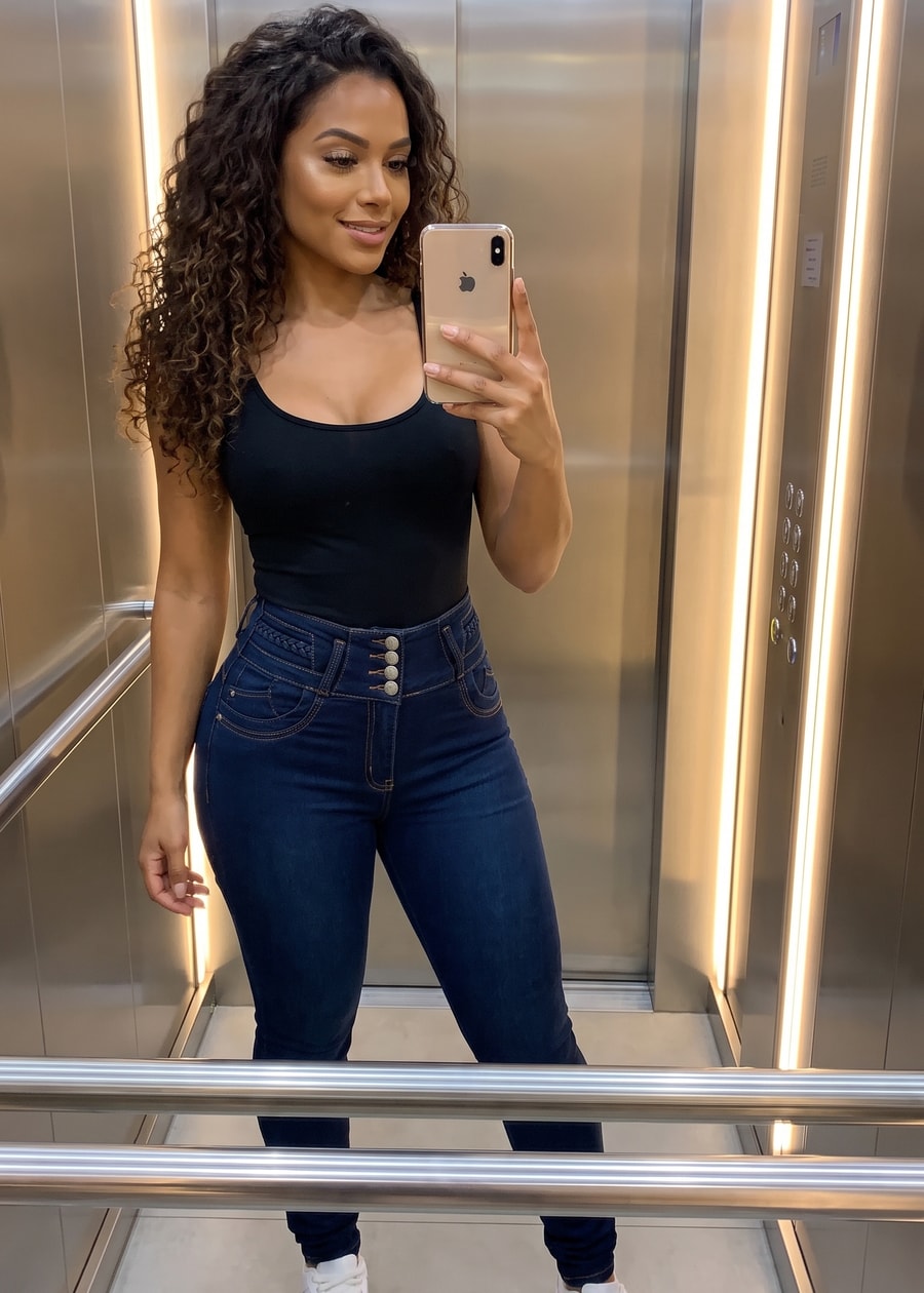 MX JEANS Levantacola Super High Waist Stretch Skinny Jeans Dark Blue, view 9 of 11