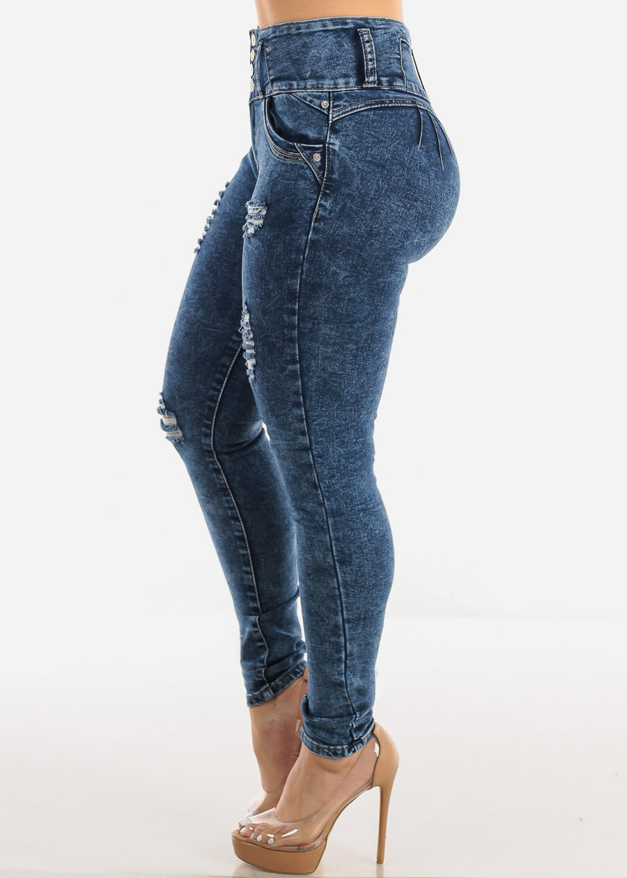 Ripped Levantacola High Rise Skinny Jeans Acid Wash