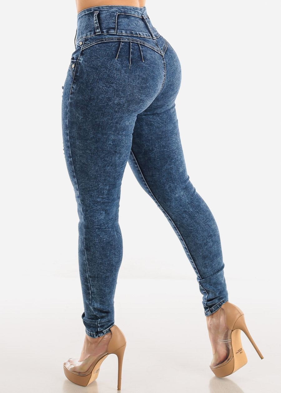 Ripped Levantacola High Rise Skinny Jeans Acid Wash