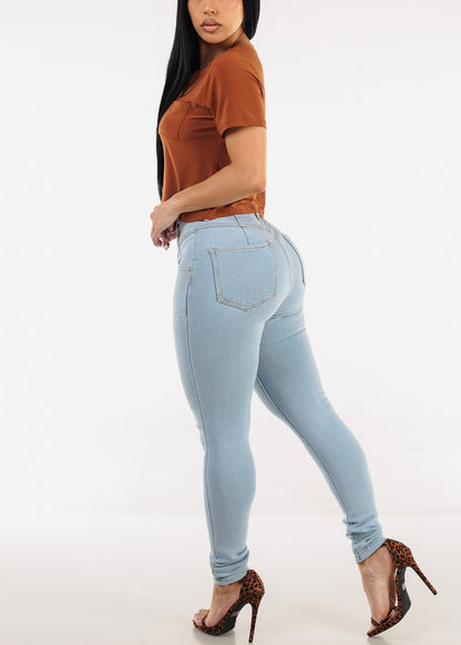 Butt Lift High Waist Stretch Light Skinny Jeans
