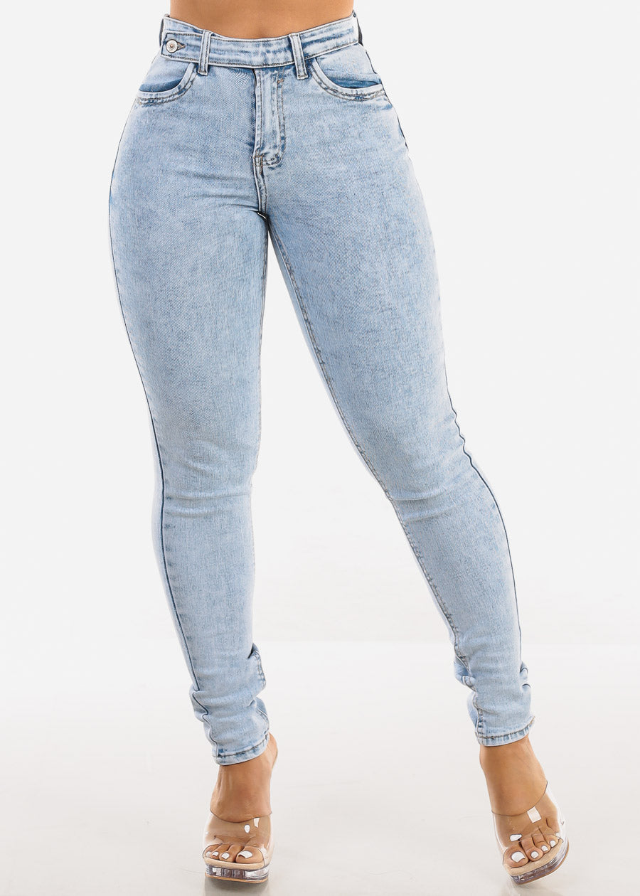 High Waist Acid Wash Skinny Jeans