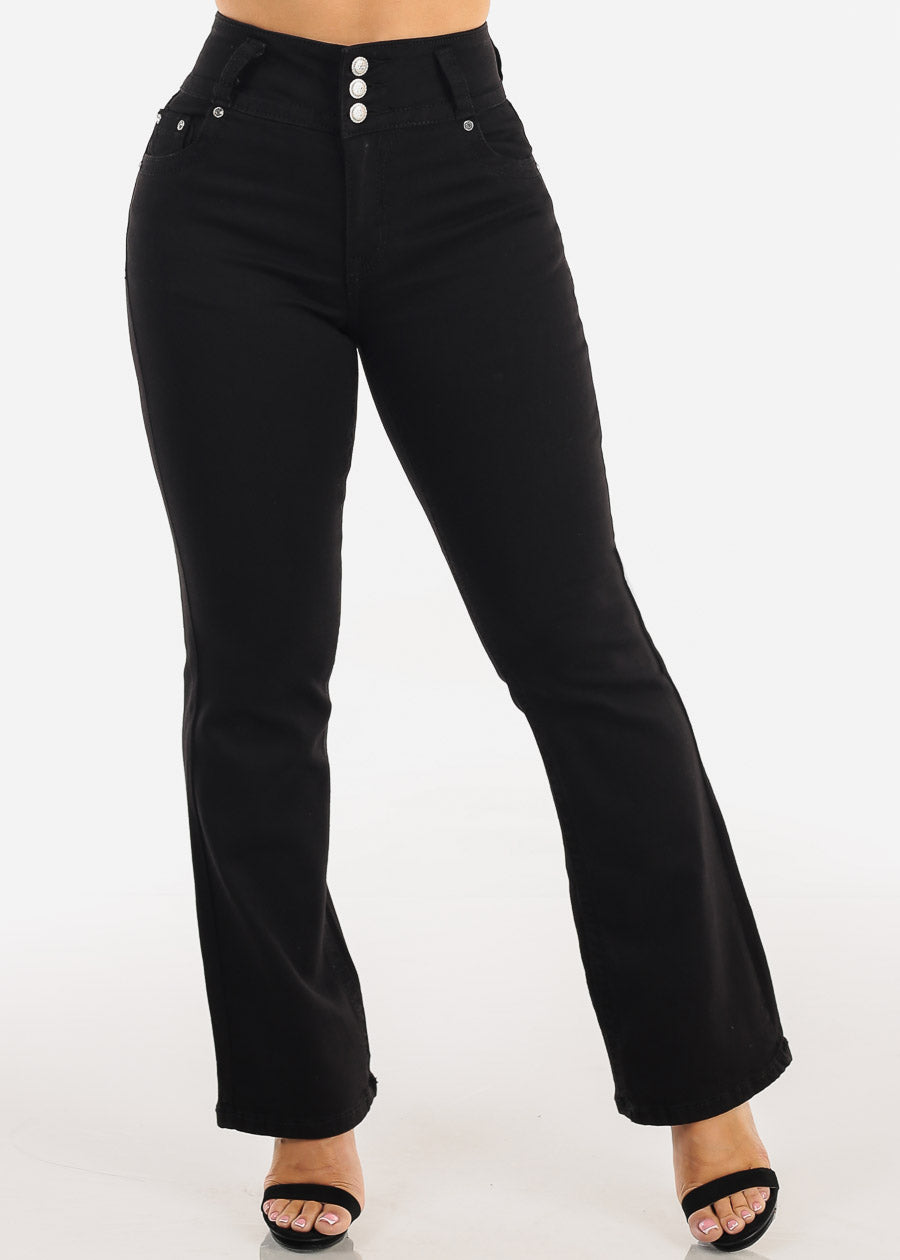 Butt Lifting High Waisted Stretch Bootcut Jeans Black