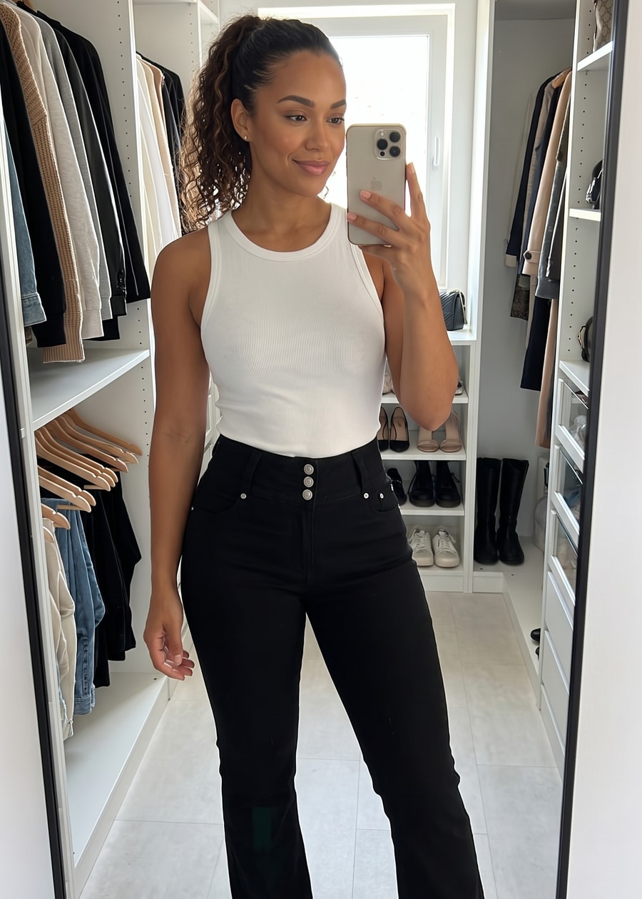 Butt Lifting High Waisted Stretch Bootcut Jeans Black, view 11 of 13