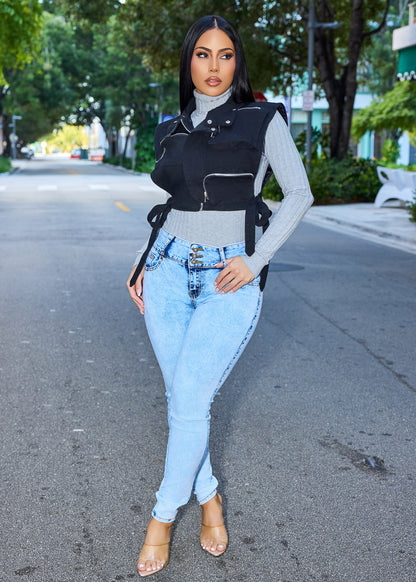 MX JEANS Butt Lift Mid Rise Light Acid Wash Skinny Jeans