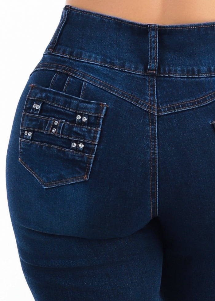 Butt Lift High Waist Stretch Wide Leg Jeans Dark Wash