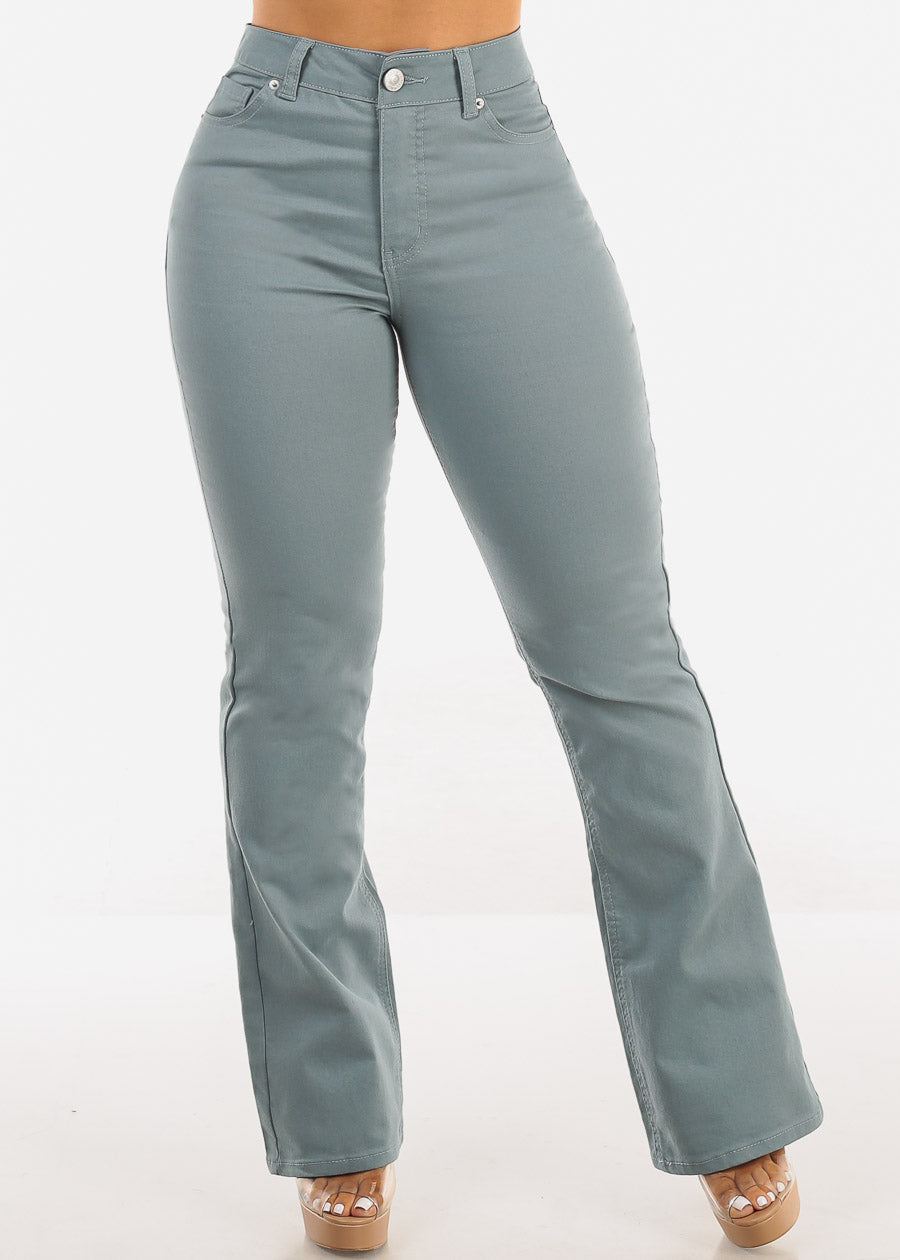 Super High Waist Butt Lift Bootcut Jeans Stone Blue