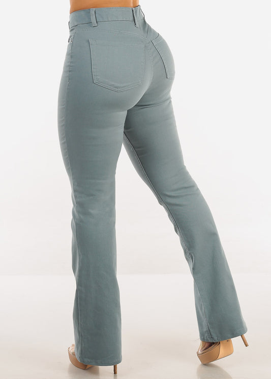 Super High Waist Butt Lift Bootcut Jeans Stone Blue