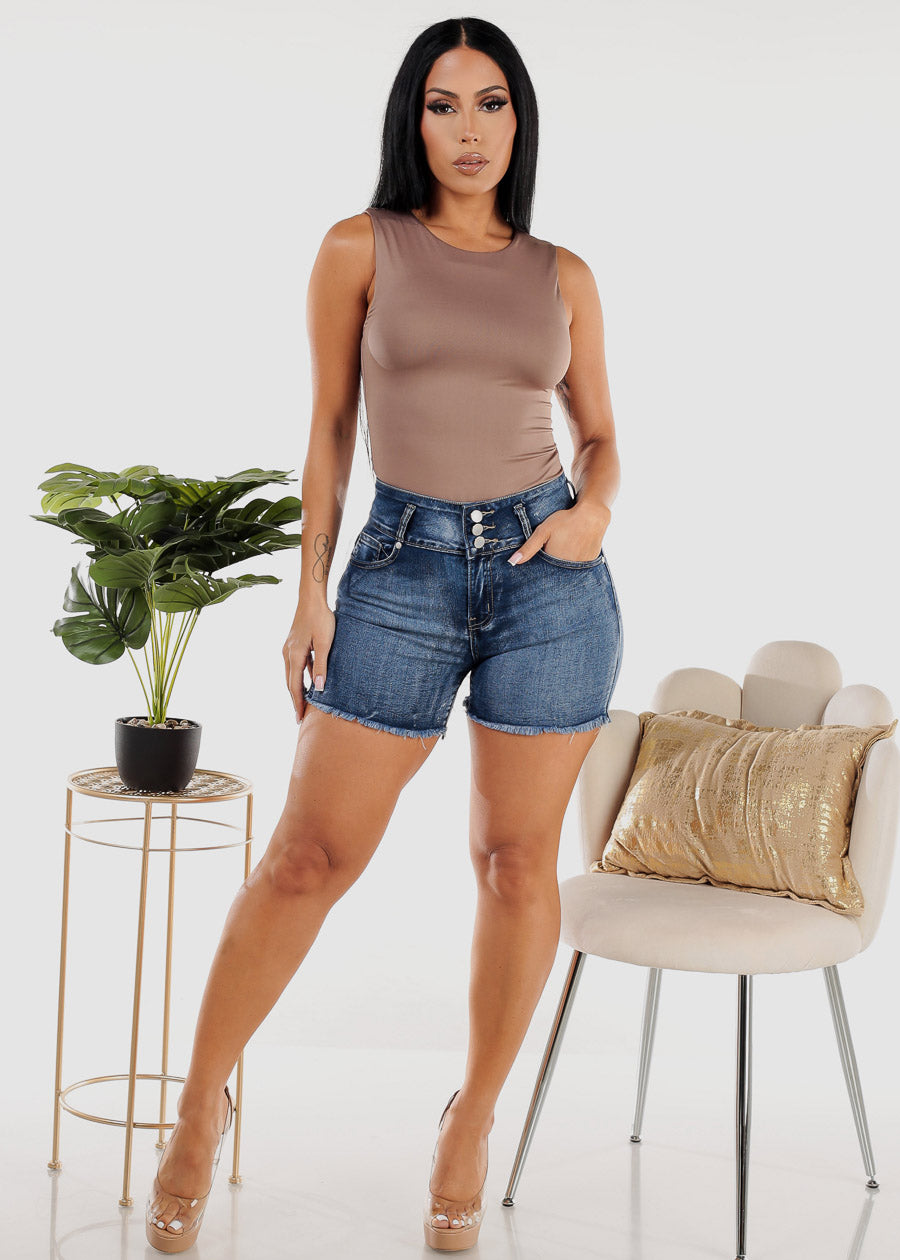 Butt Lift Super High Waist Denim Shorts Acid Wash