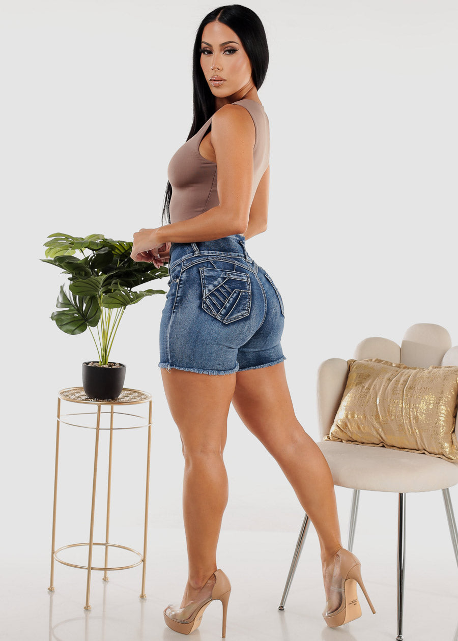 Butt Lift Super High Waist Denim Shorts Acid Wash