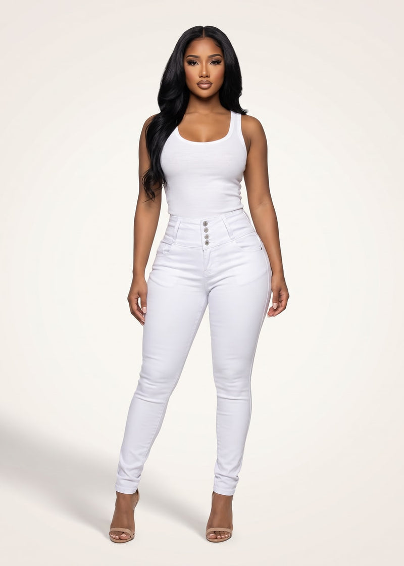 MX JEANS Butt Lift High Waist Stretch Skinny Jeans White