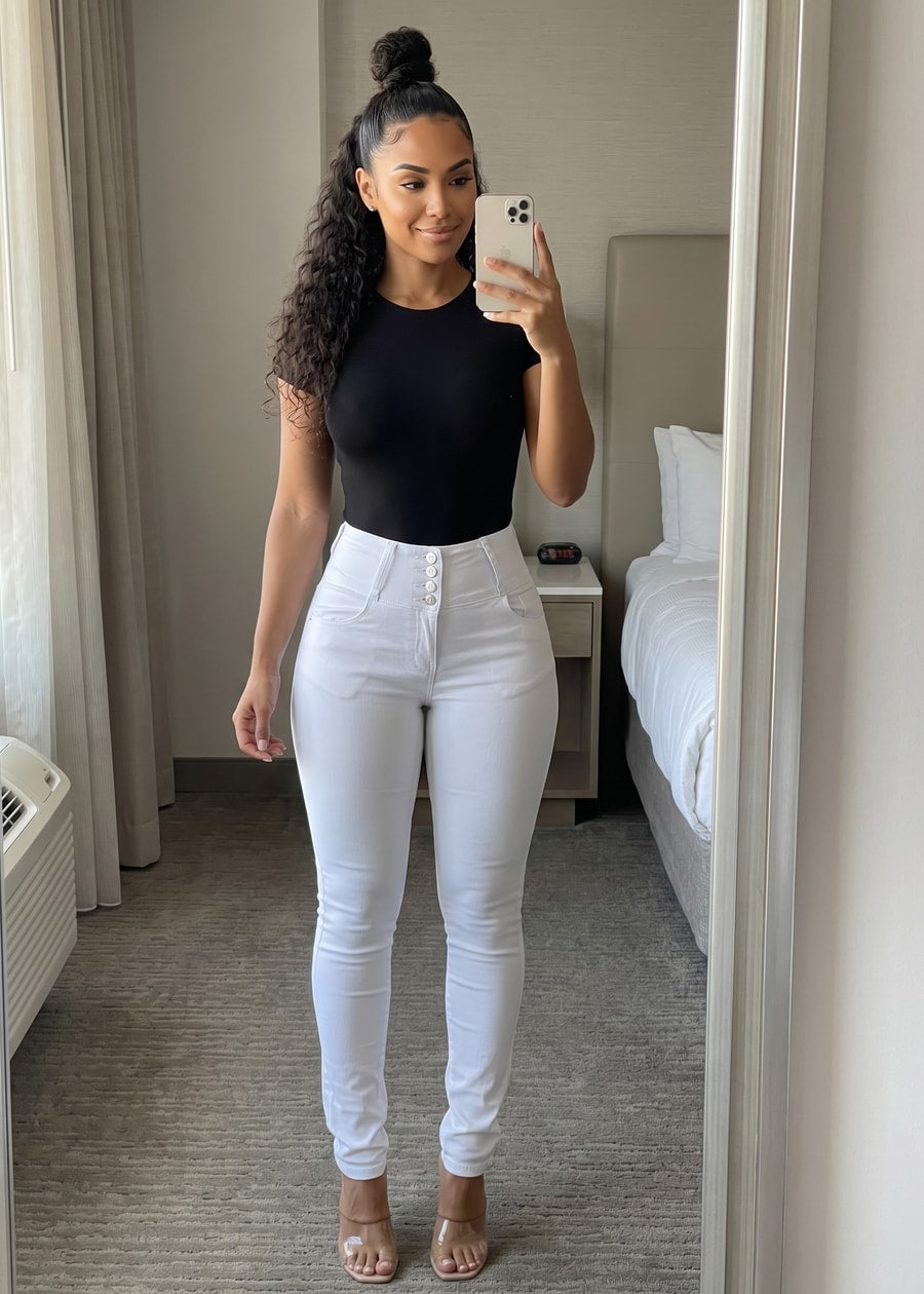 MX JEANS Butt Lift High Waist Stretch Skinny Jeans White, view 11 of 14