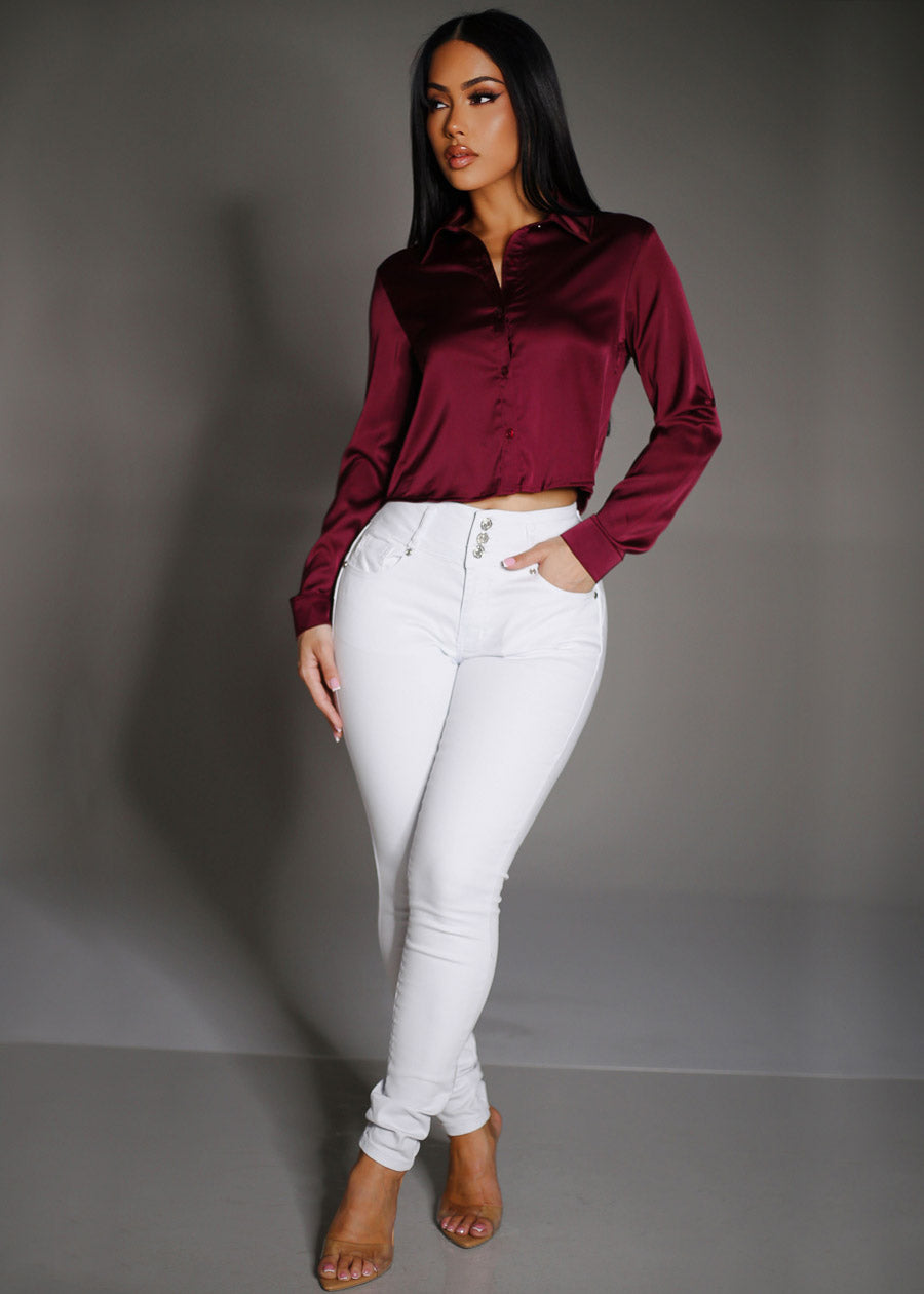 MX JEANS White Levantacola High Waisted Stretch Skinny Jeans