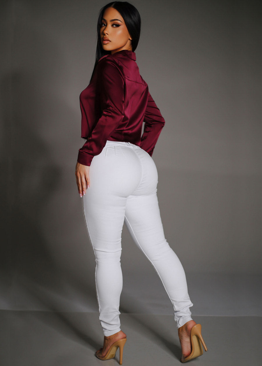 MX JEANS White Levantacola High Waisted Stretch Skinny Jeans