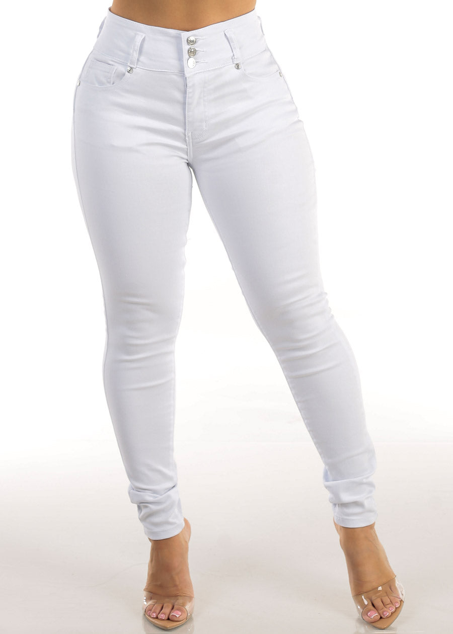 MX JEANS White Levantacola High Waisted Stretch Skinny Jeans