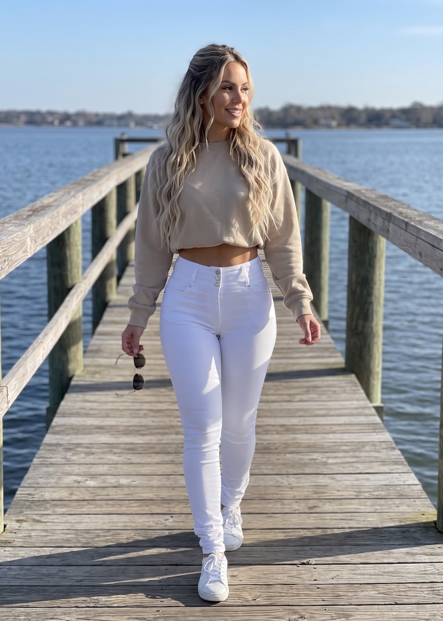 MX JEANS White Levantacola High Waisted Stretch Skinny Jeans, view 14 of 14