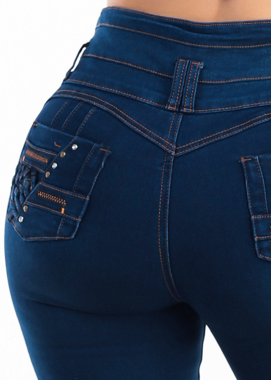 MX JEANS Levantacola Super High Rise Stretch Skinny Jeans Dark Blue