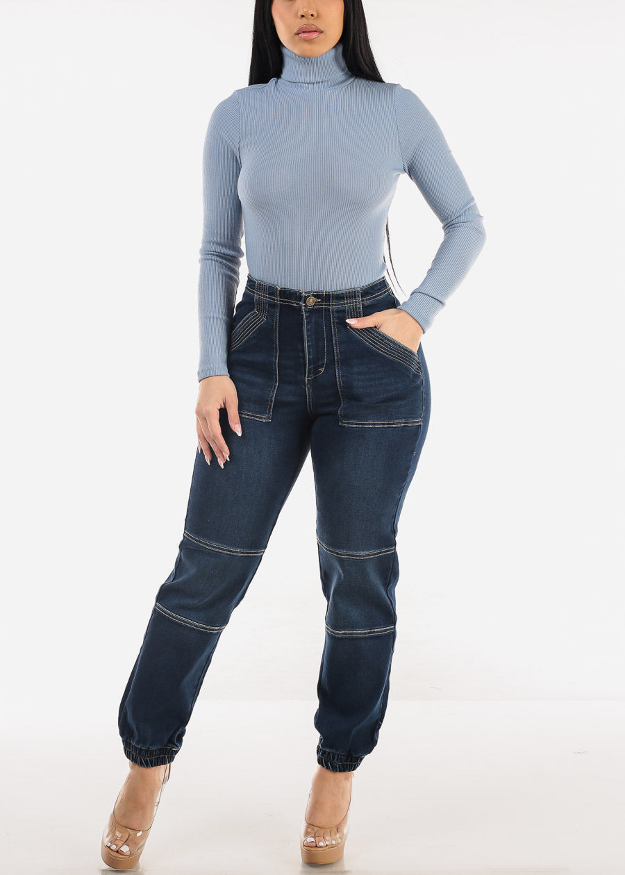 Super High Waist Dark Wash Jogger Jeans