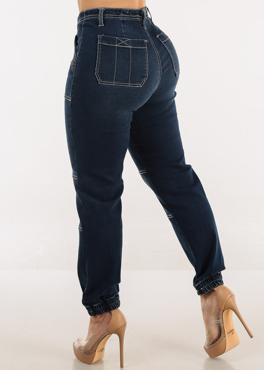 Super High Waist Dark Wash Jogger Jeans