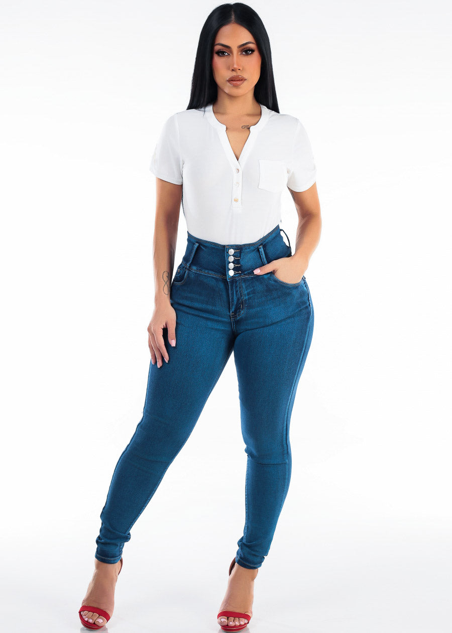 MX JEANS Levantacola Super High Waisted Stretch Skinny Jeans Sand Wash