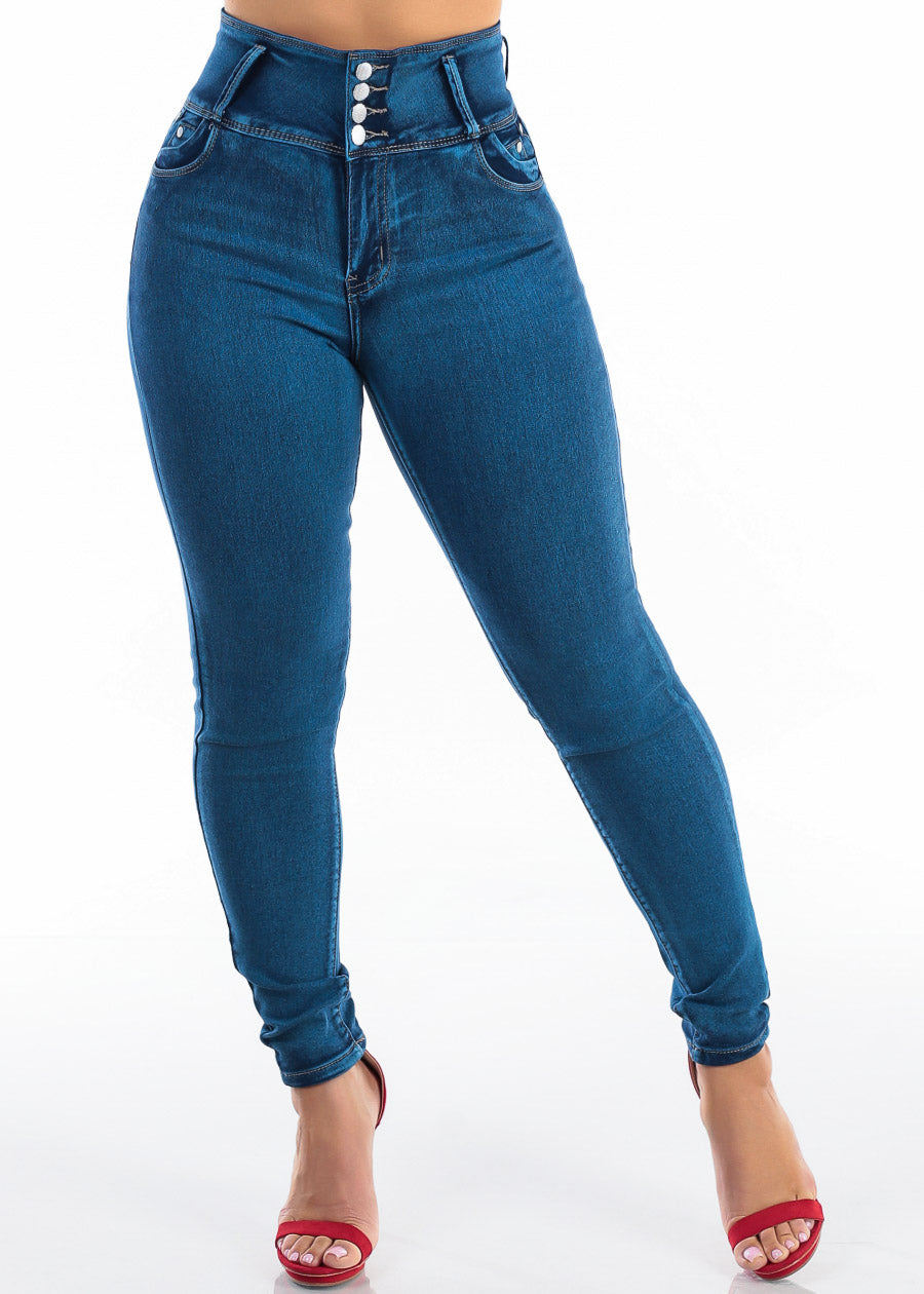 MX JEANS Levantacola Super High Waisted Stretch Skinny Jeans Sand Wash