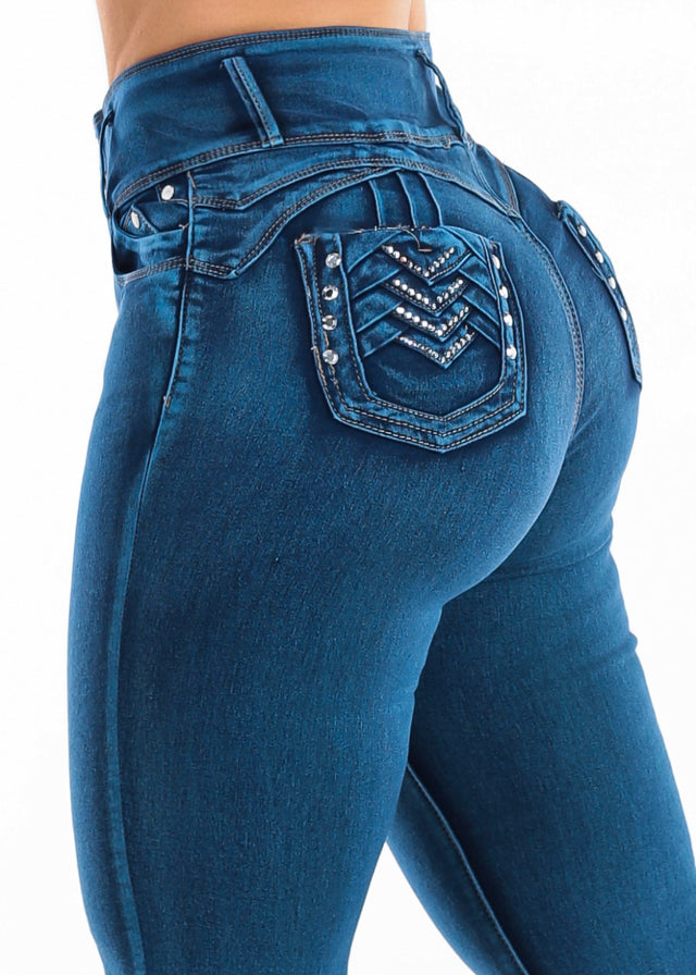MX JEANS Levantacola Super High Waisted Stretch Skinny Jeans Sand Wash