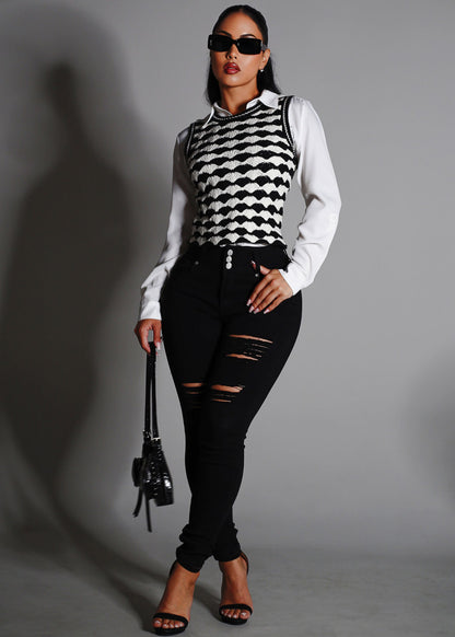 Stretchy Butt Lift Super High Waist Ripped Skinny Jeans Black