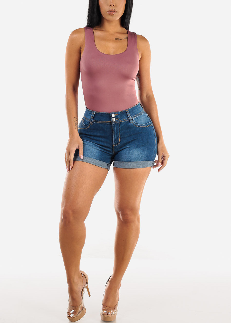 Levantacola Cuffed Denim Shorts Indigo