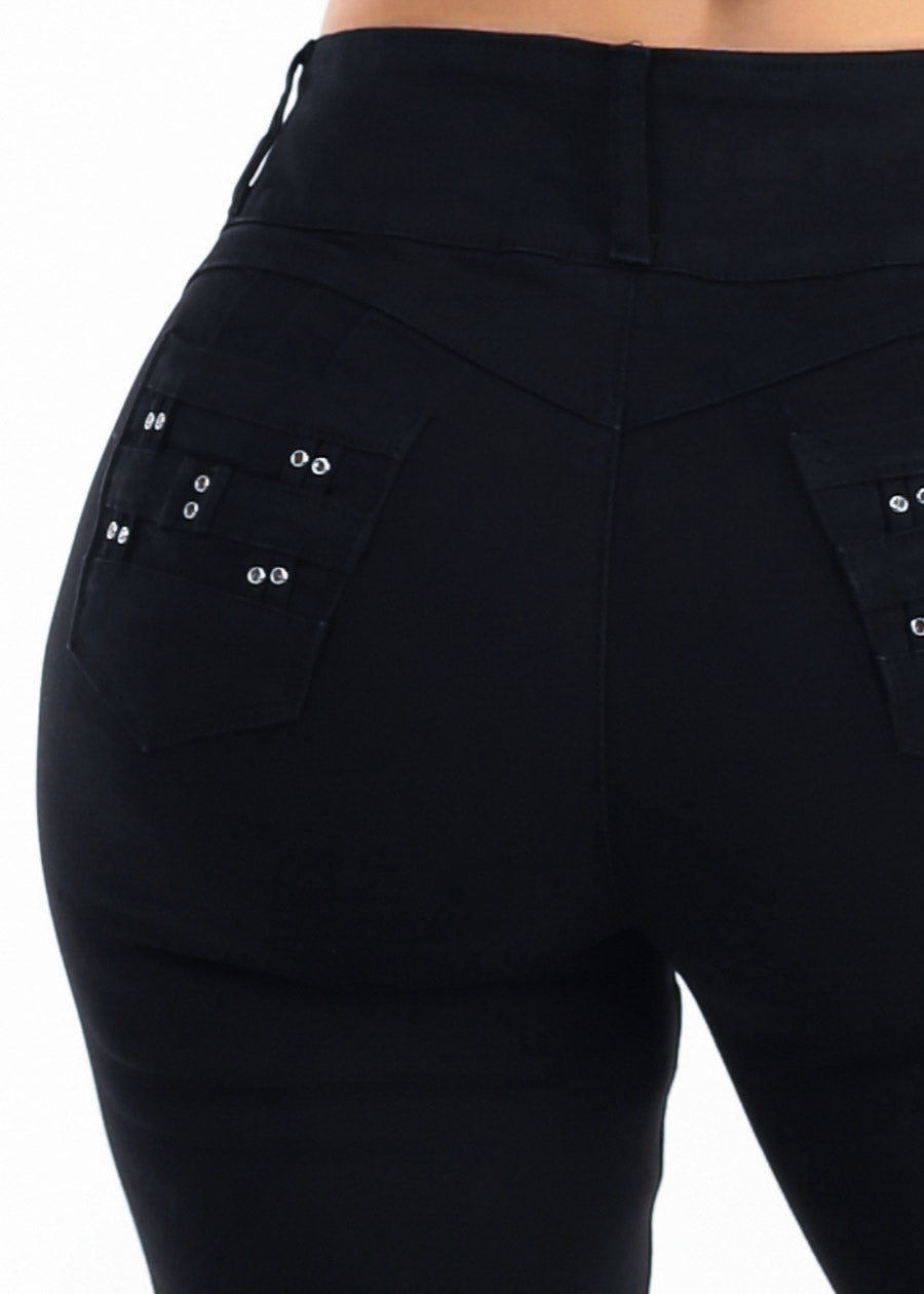 Butt Lift High Waist Stretch Wide Leg Jeans Black