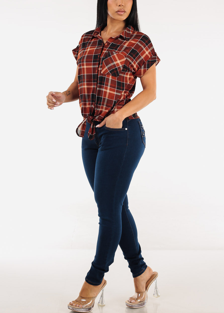 Butt Lift Super High Waist Stretch Skinny Jeans Dark Blue