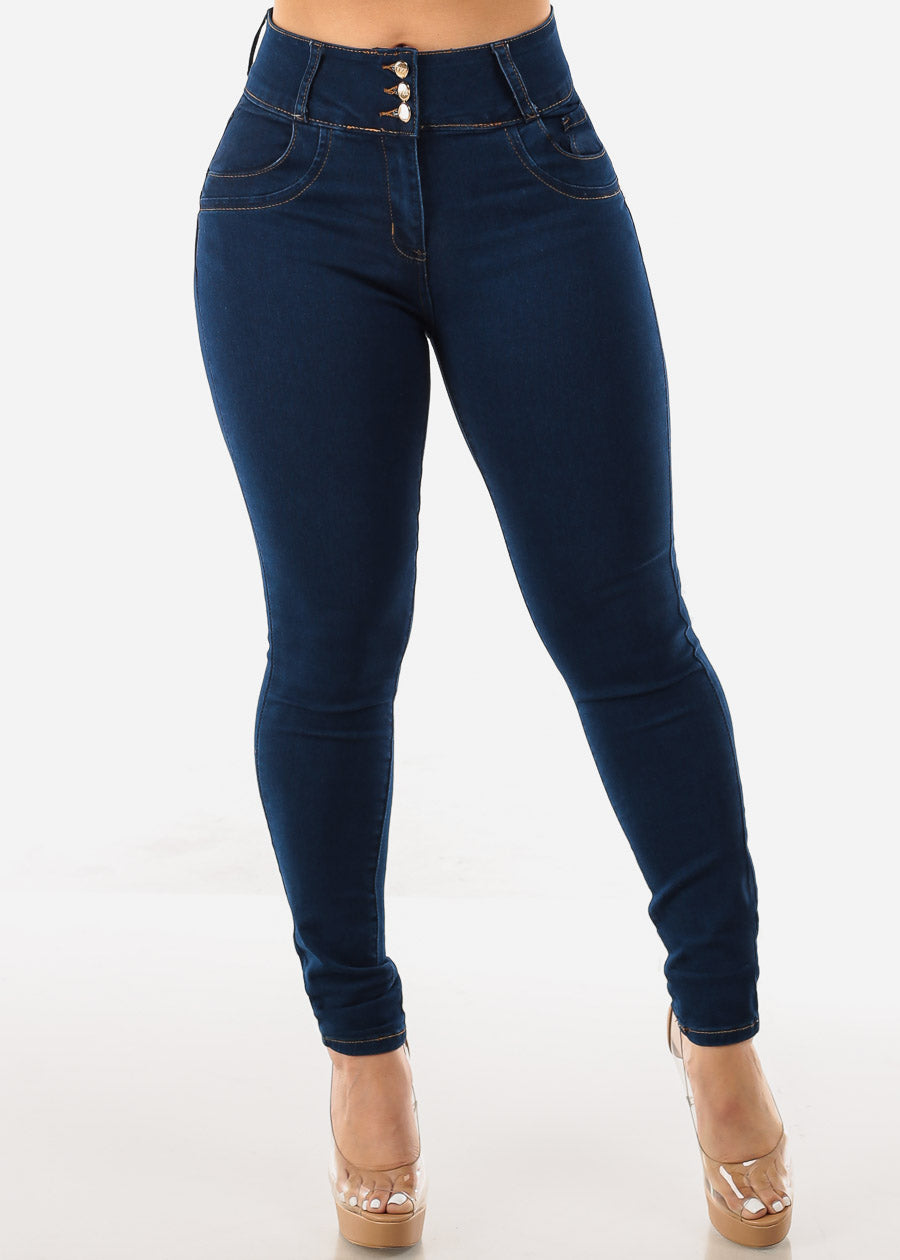 Super High Waist Butt Lifting Skinny Jeans Dark Navy