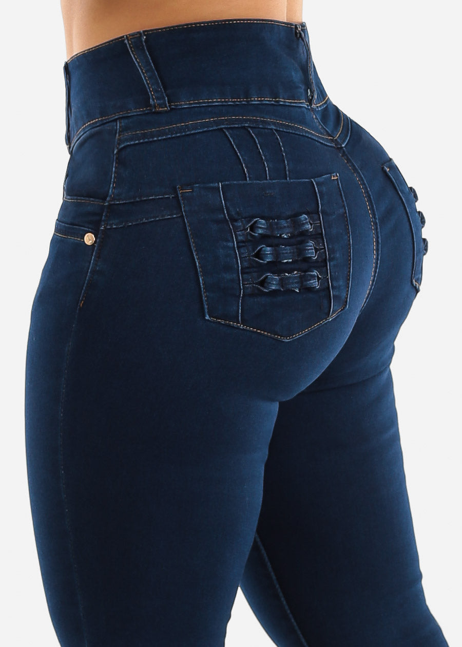 Super High Waist Butt Lifting Skinny Jeans Dark Navy