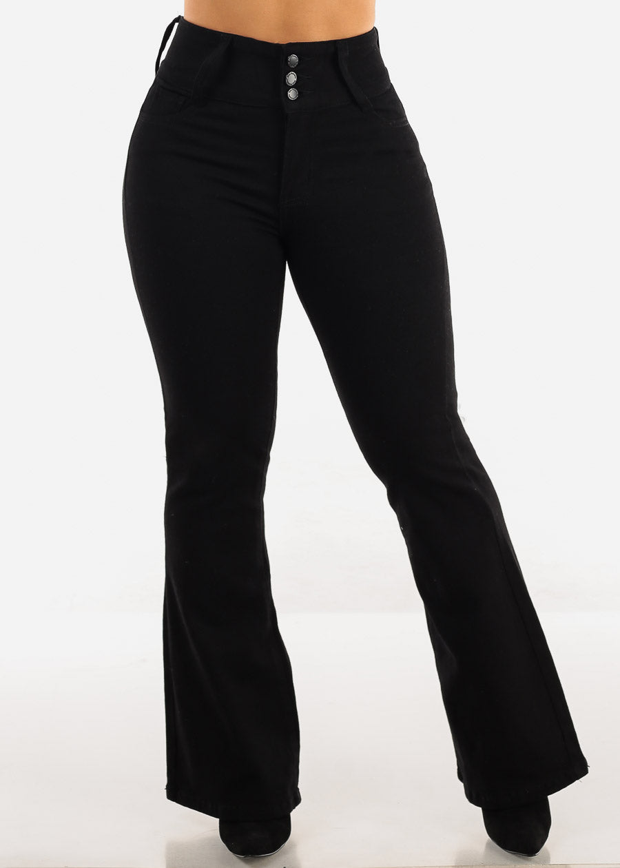 Butt Lift Super High Waist Flared Bootcut Jeans Black