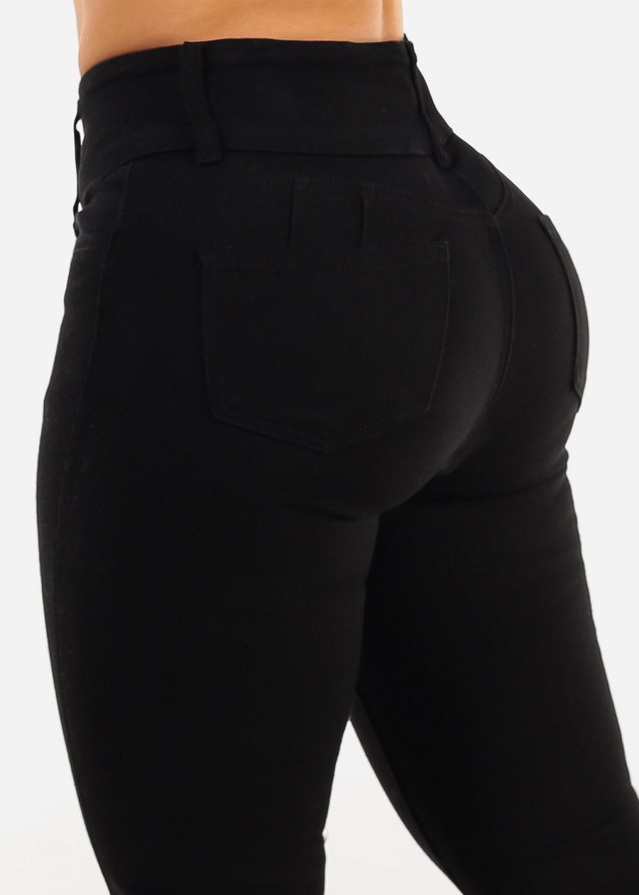 Butt Lift Super High Waist Flared Bootcut Jeans Black