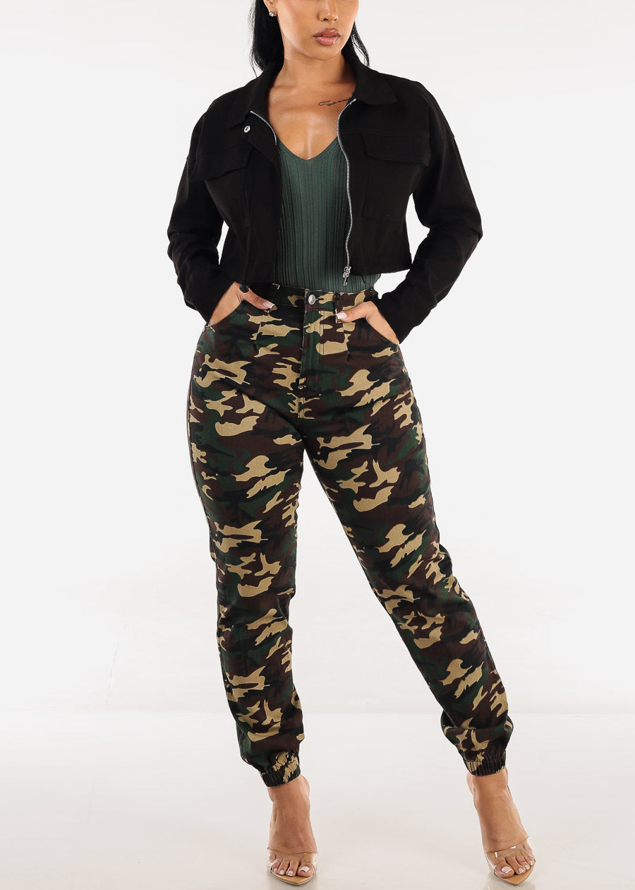 High Stretch High Waisted Camo Jogger Jeans