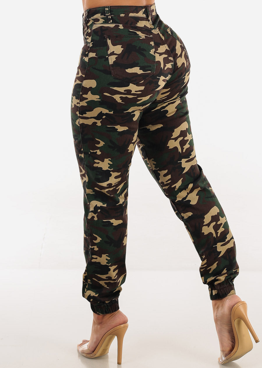 High Stretch High Waisted Camo Jogger Jeans
