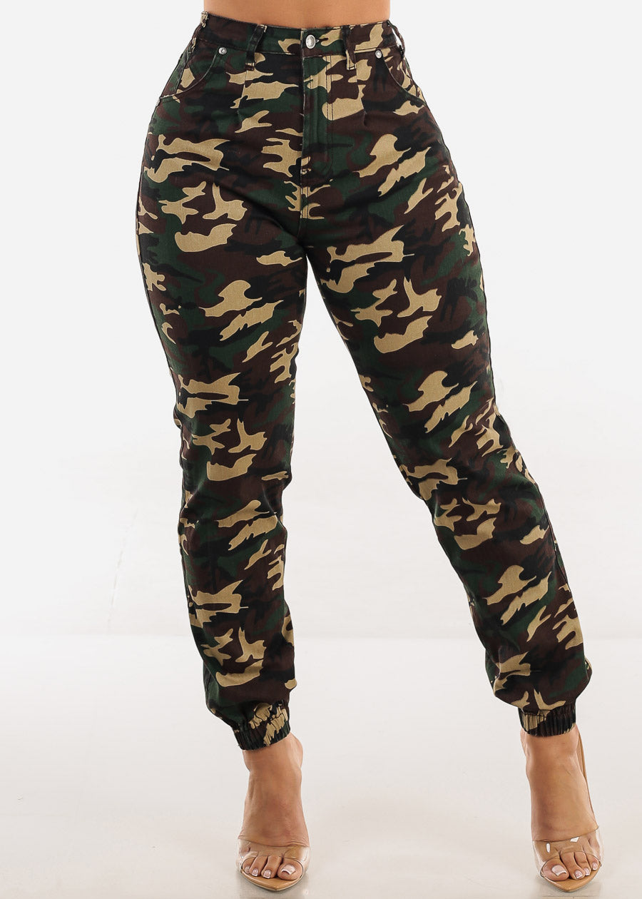 High Stretch High Waisted Camo Jogger Jeans