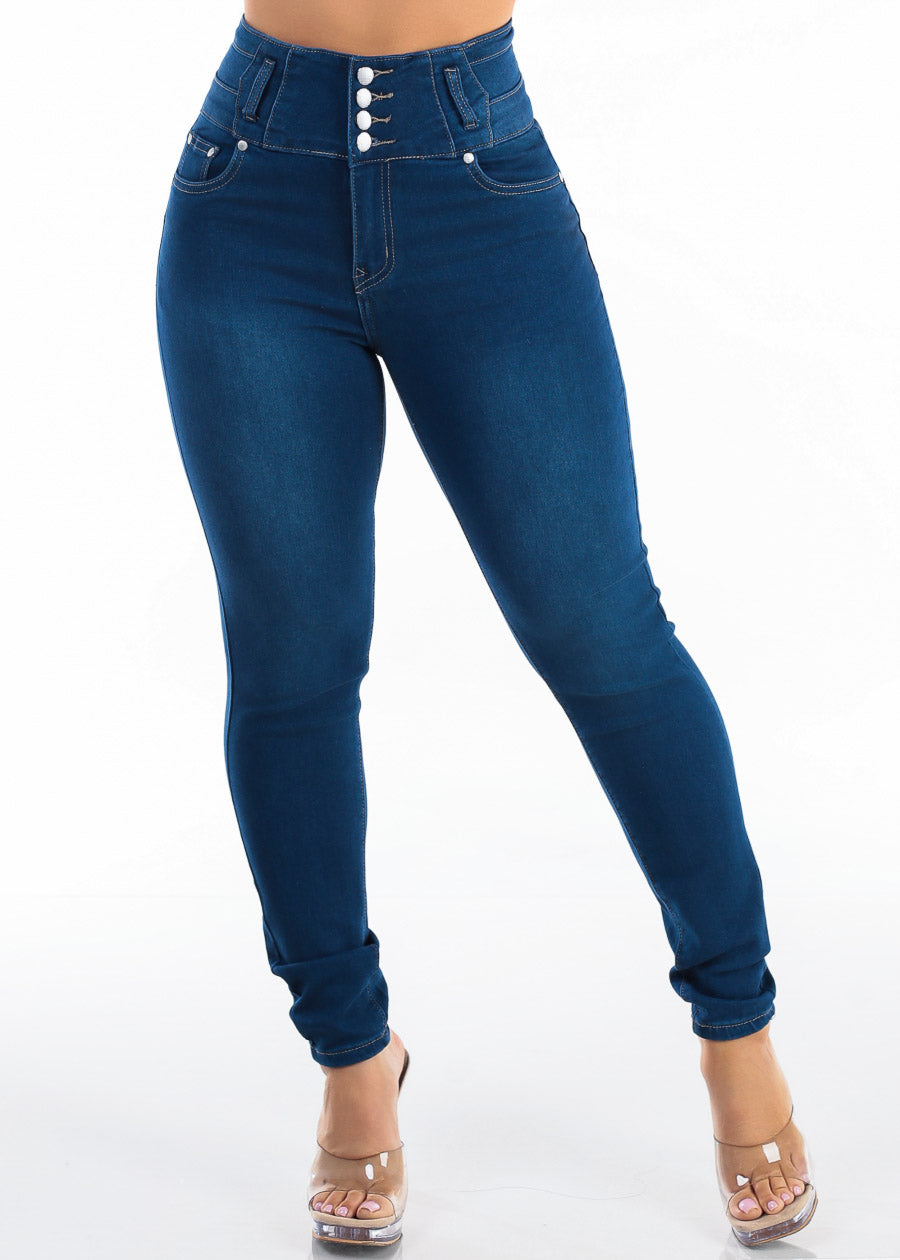 MX JEANS Butt Lift Super High Waist Stretch Indigo Skinny Jeans