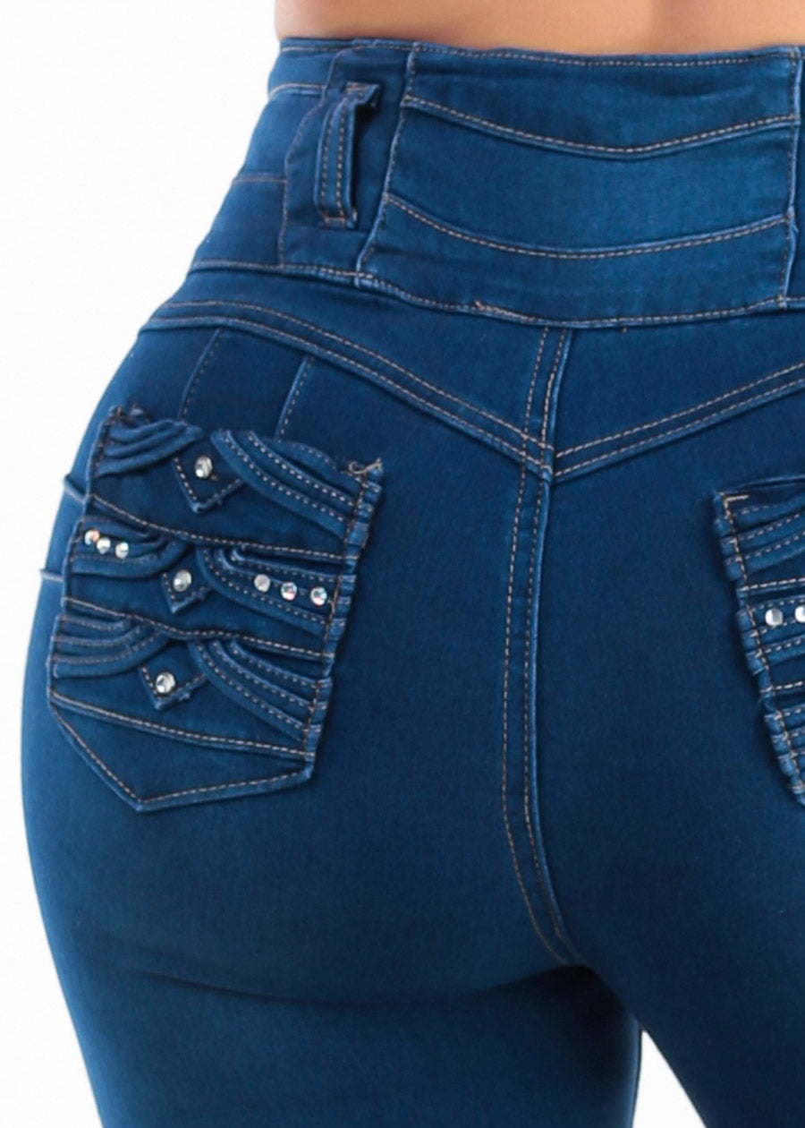 MX JEANS Butt Lift Super High Waist Stretch Indigo Skinny Jeans