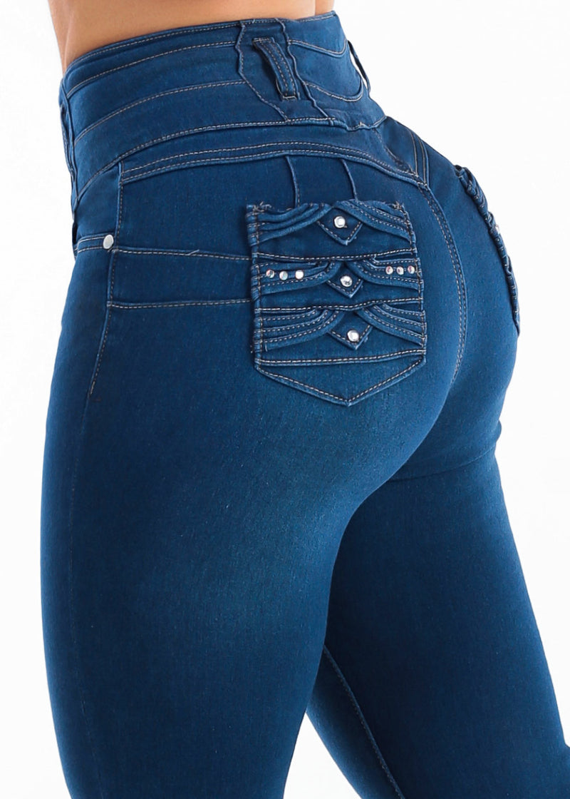 MX JEANS Butt Lift Super High Waist Stretch Indigo Skinny Jeans