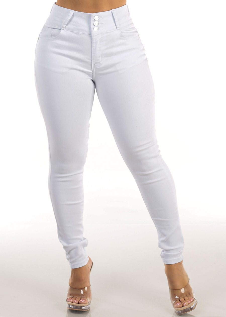 MX JEANS White Butt Lift High Waisted Stretch Skinny Jeans