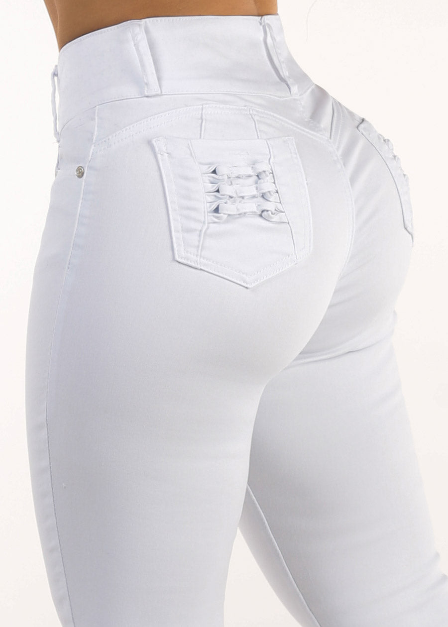 MX JEANS White Butt Lift High Waisted Stretch Skinny Jeans