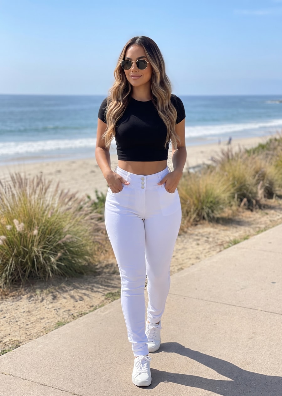 MX JEANS White Butt Lift High Waisted Stretch Skinny Jeans, view 11 of 14