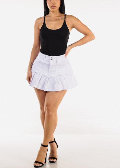 Hyper Stretch Pleated Mini Skort White
