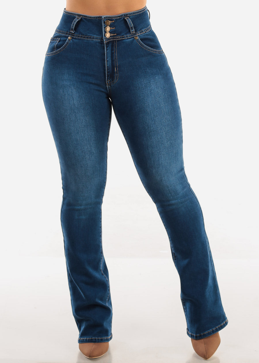 Butt Lift High Waist Med Blue Bootcut Jeans