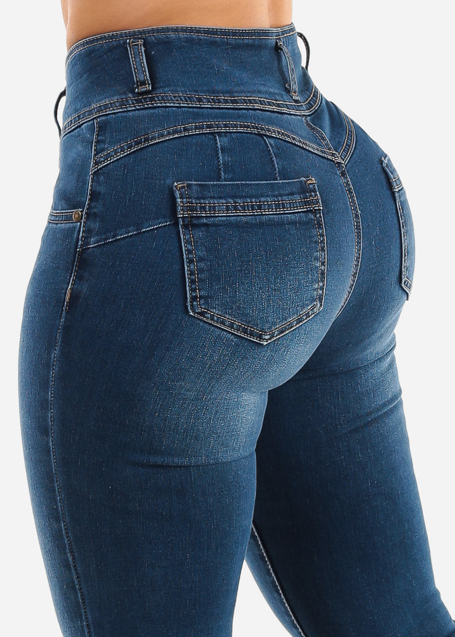 Butt Lift High Waist Med Blue Bootcut Jeans