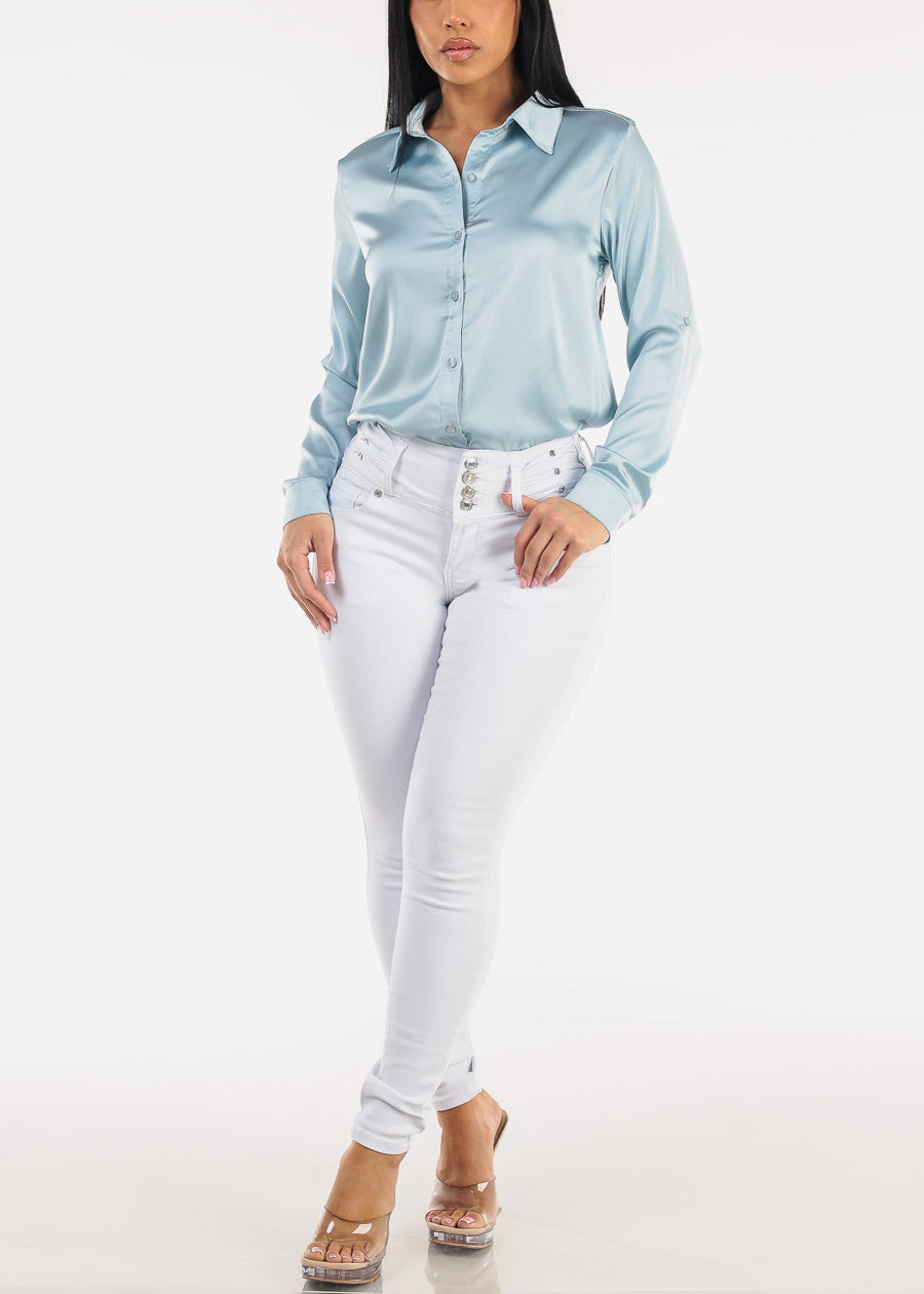 MX JEANS Levantacola High Waist White Stretch Skinny Jeans